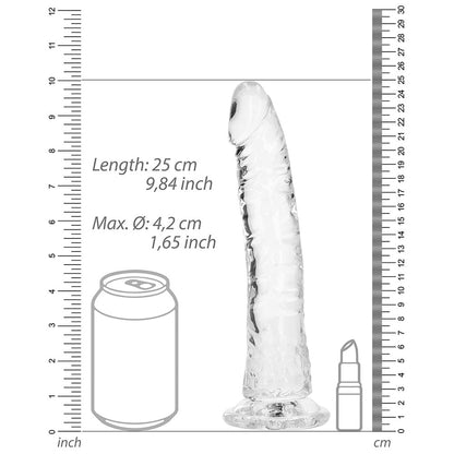 Realrock Crystal Clear Slim 9 In. Dildo Clear