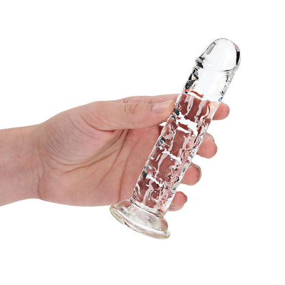 Realrock Crystal Clear Straight 6 In. Dildo Without Balls Clear