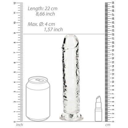 Realrock Crystal Clear Straight 8 In. Dildo Without Balls Clear