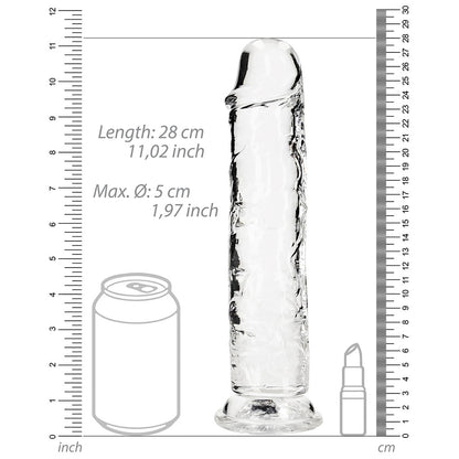 Realrock Crystal Clear Straight 10 In. Dildo Without Balls Clear