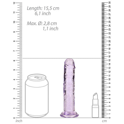 Realrock Crystal Clear Straight 6 In. Dildo Without Balls Purple