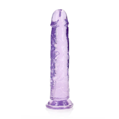 Realrock Crystal Clear Straight 9 In. Dildo Without Balls Purple