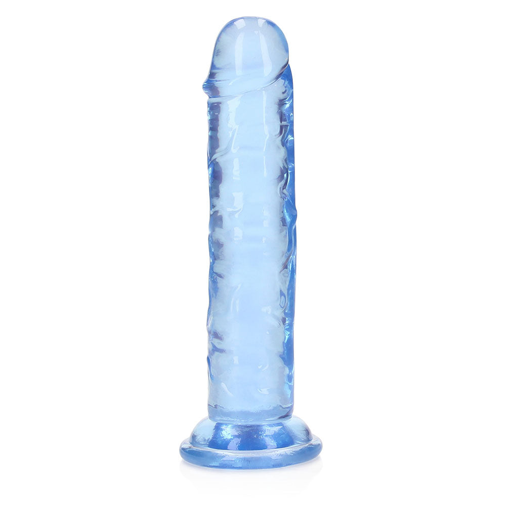 Realrock Crystal Clear Straight 6 In. Dildo Without Balls Blue