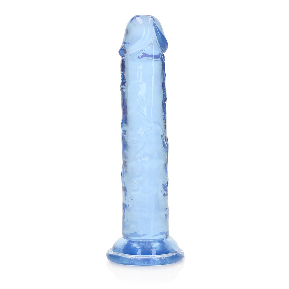 Realrock Crystal Clear Straight 6 In. Dildo Without Balls Blue