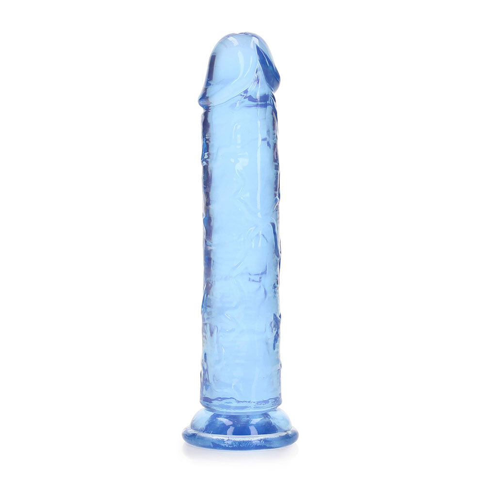 Realrock Crystal Clear Straight 7 In. Dildo Without Balls Blue