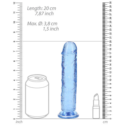 Realrock Crystal Clear Straight 7 In. Dildo Without Balls Blue