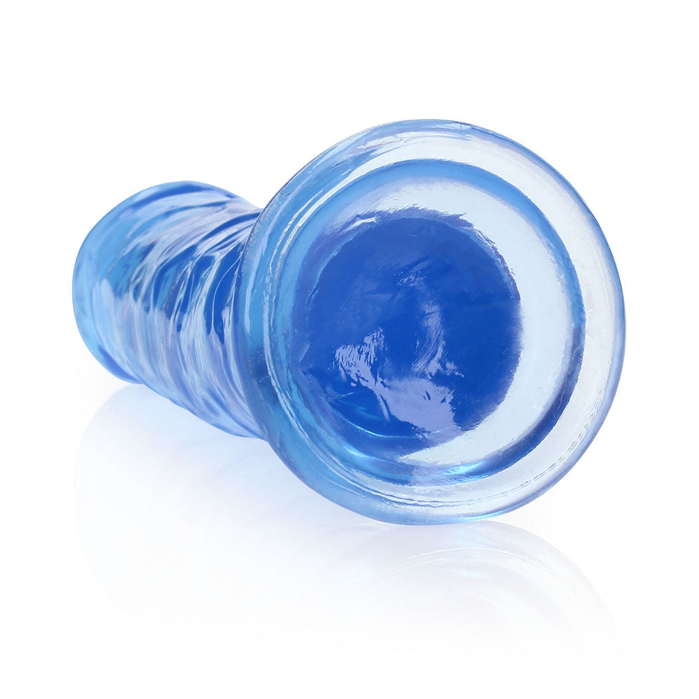 Realrock Crystal Clear Straight 8 In. Dildo Without Balls Blue