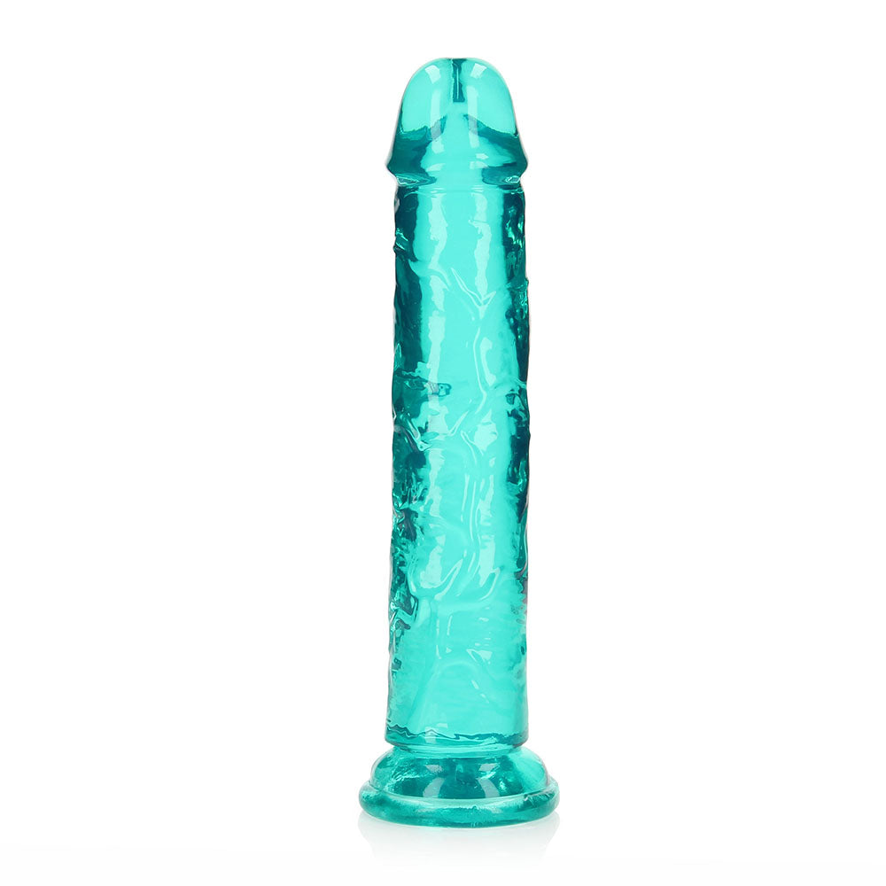 Realrock Crystal Clear Straight 8 In. Dildo Without Balls Turquoise