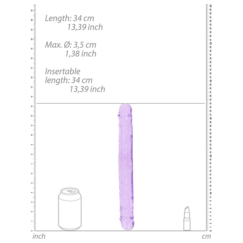 Realrock Crystal Clear Double Dong 13 In. Dual-ended Dildo Purple