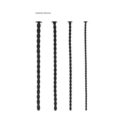 Ouch! Urethral Sounding - Advanced Silicone Spiral Screw Plug Set - Black