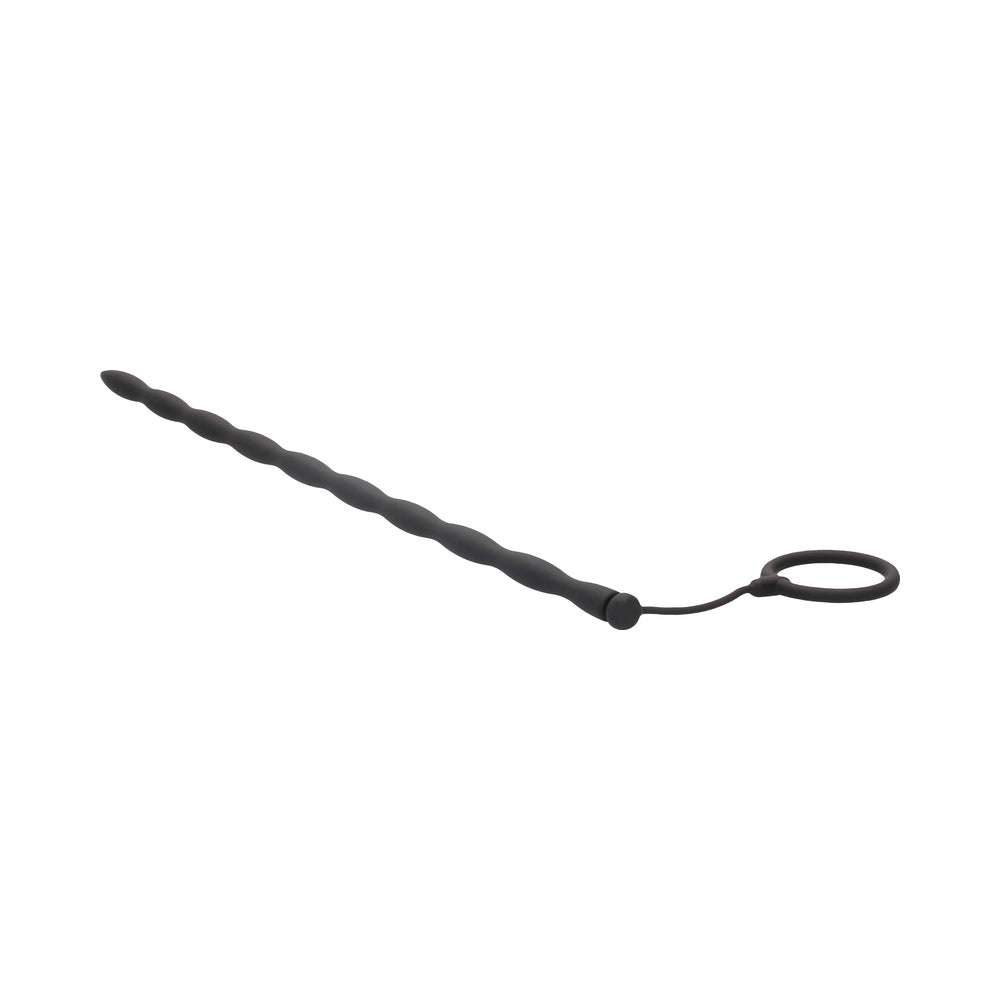 Ouch! Urethral Sounding - Silicone Plug & Cock Ring Set - Black