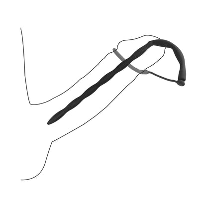 Ouch! Urethral Sounding - Silicone Plug & Cock Ring Set - Black