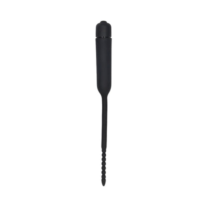Ouch! Urethral Sounding - Silicone Vibrating Bullet Plug With Beaded Tip - Black