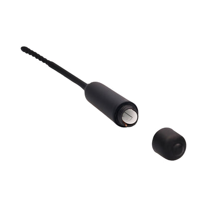 Ouch! Urethral Sounding - Silicone Vibrating Bullet Plug With Beaded Tip - Black