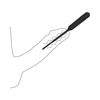 Ouch! Urethral Sounding - Silicone Vibrating Bullet Plug With Beaded Tip - Black