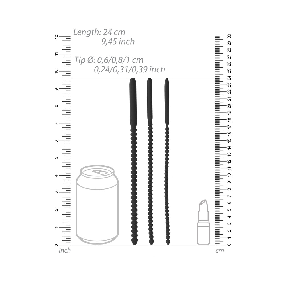 Ouch! Urethral Sounding - Silicone Dilator Set - Black - 6/8/10 Mm