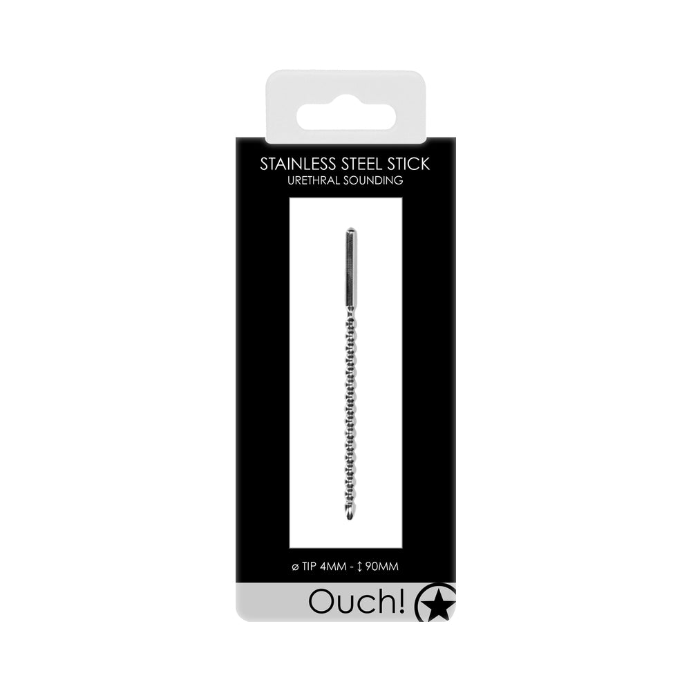 Ouch! Urethral Sounding - Metal Stick - Beaded - 4 Mm