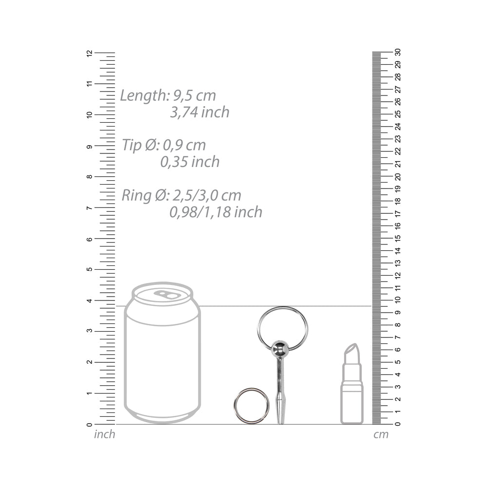 Ouch! Urethral Sounding - Metal Plug With Ring - 9 Mm