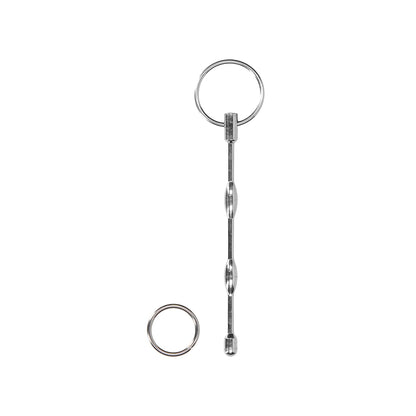 Ouch! Urethral Sounding - Metal Dilator With Ring - Beaded - 9.5 Mm