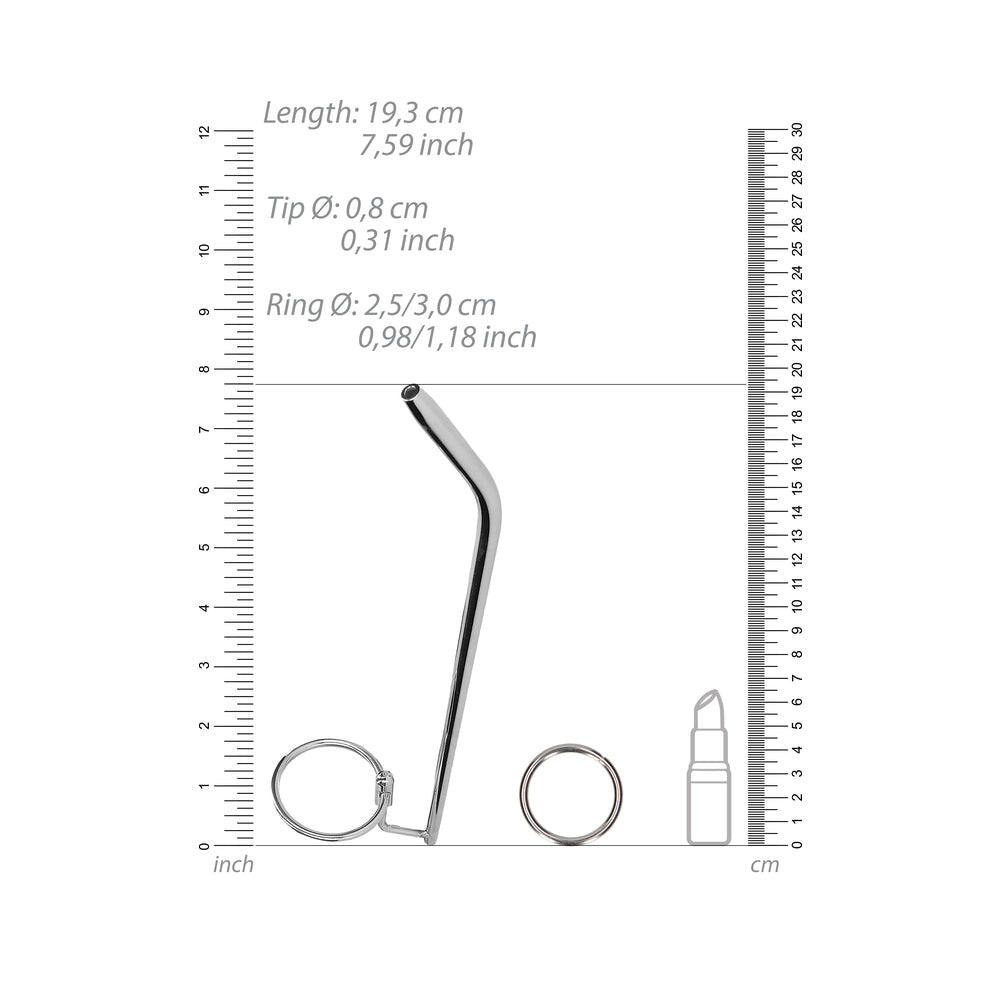 Ouch! Urethral Sounding - Metal Dilator Stick With Ring - 7.6 Mm