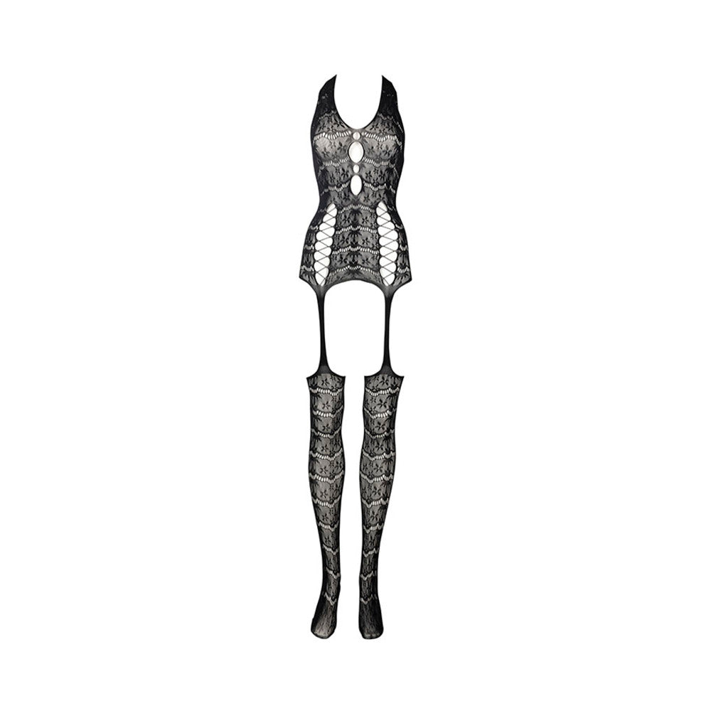 Shots Le Desir Lace Suspender Bodystocking Black O/s