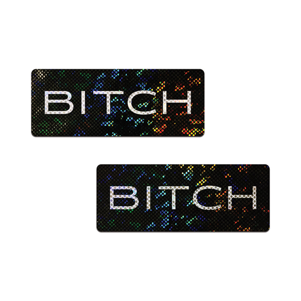 Pastease Shattered Glass Disco Ball Black "bitch" Bar Nipple Pasties
