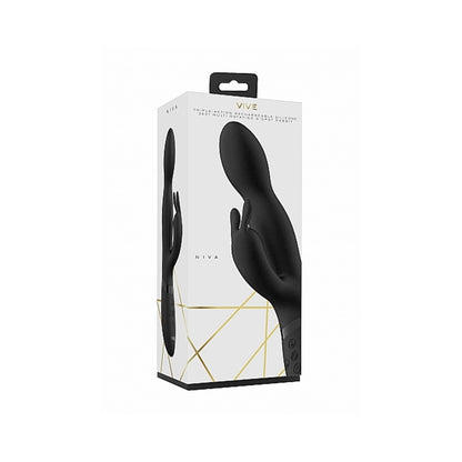 Vive Niva Rechargeable 360 Rotating Silicone Rabbit Vibrator Black