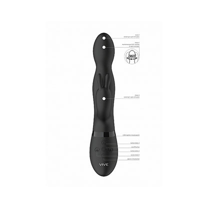 Vive Niva Rechargeable 360 Rotating Silicone Rabbit Vibrator Black