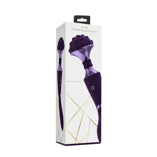 Vive Shiatsu Rechargeable Dual-ended Bendable Silicone Massager Wand Purple