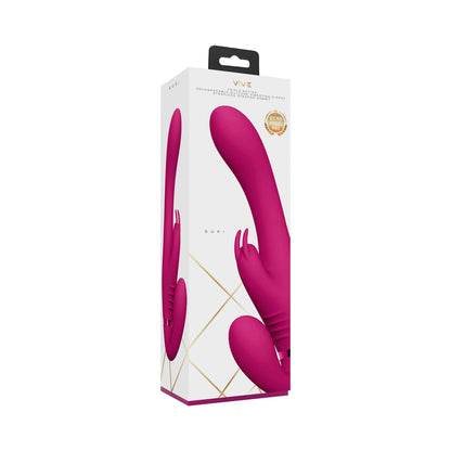 Vive Suki Rechargeable Triple Motor Pulse-wave Vibrating Silicone Strapless Strap-on Pink