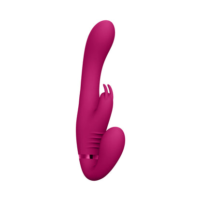 Vive Suki Rechargeable Triple Motor Pulse-wave Vibrating Silicone Strapless Strap-on Pink