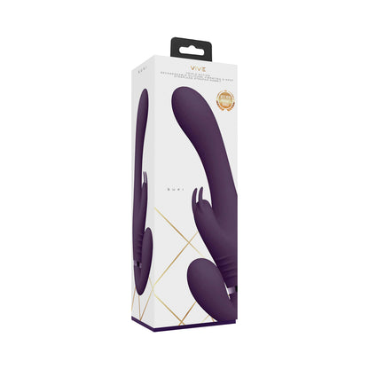 Vive Suki Rechargeable Triple Motor Pulse-wave Vibrating Silicone Strapless Strap-on Purple