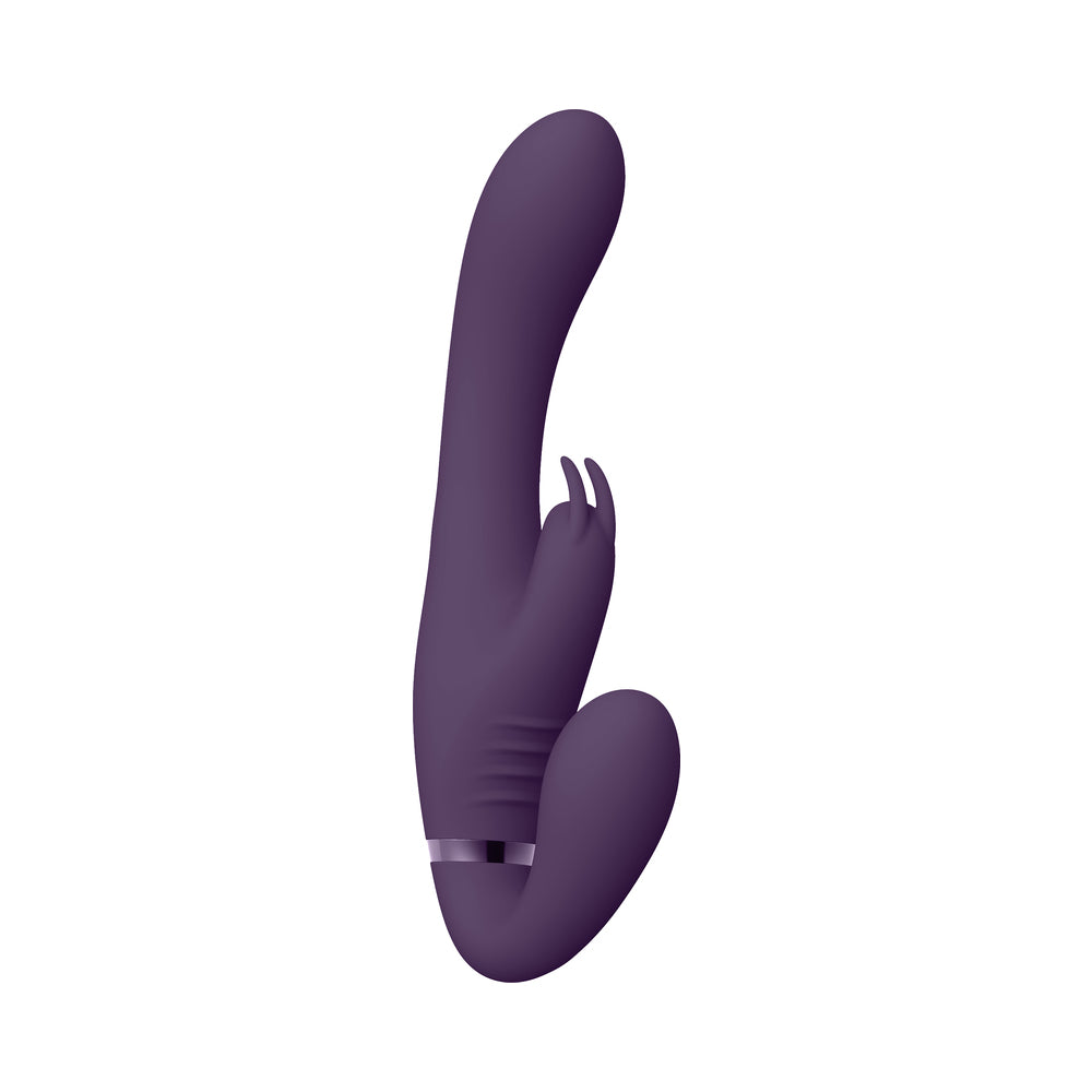 Vive Suki Rechargeable Triple Motor Pulse-wave Vibrating Silicone Strapless Strap-on Purple