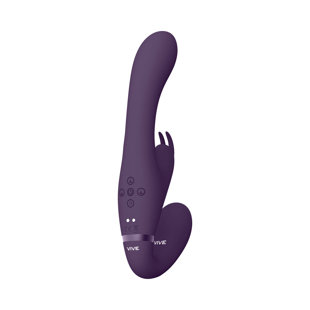 Vive Suki Rechargeable Triple Motor Pulse-wave Vibrating Silicone Strapless Strap-on Purple