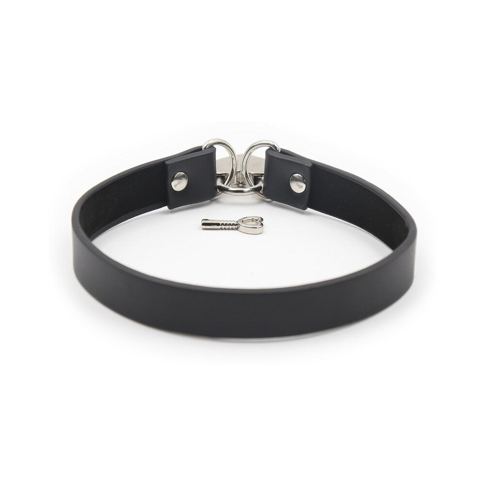 Ple'sur Pvc Collar With Heart Lock & Key Black