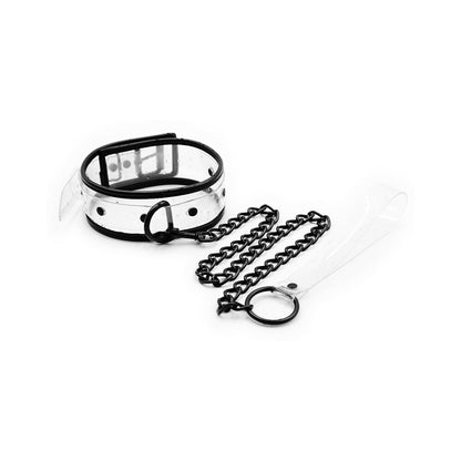Ple'sur Pvc Contrast-piping D-ring Collar & Leash Clear/black