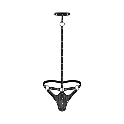 Male Power Fetish Tormentor Choker G-string Body Harness Black L/xl