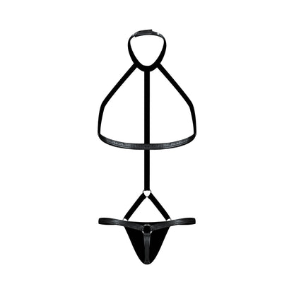 Male Power Fetish Gladiator High-neck Strappy Body Harness Black S/m