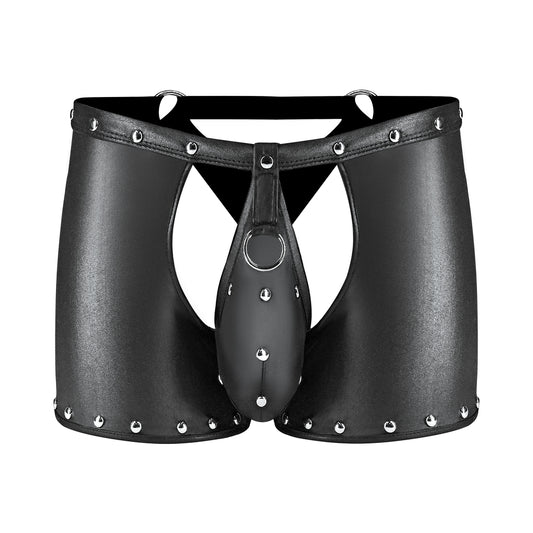 Fetish Poseidon Nylon Spandex Tear Off Cup Thong Short Black L/LX