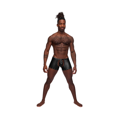 Fetish Poseidon Nylon Spandex Tear Off Cup Thong Short Black L/LX