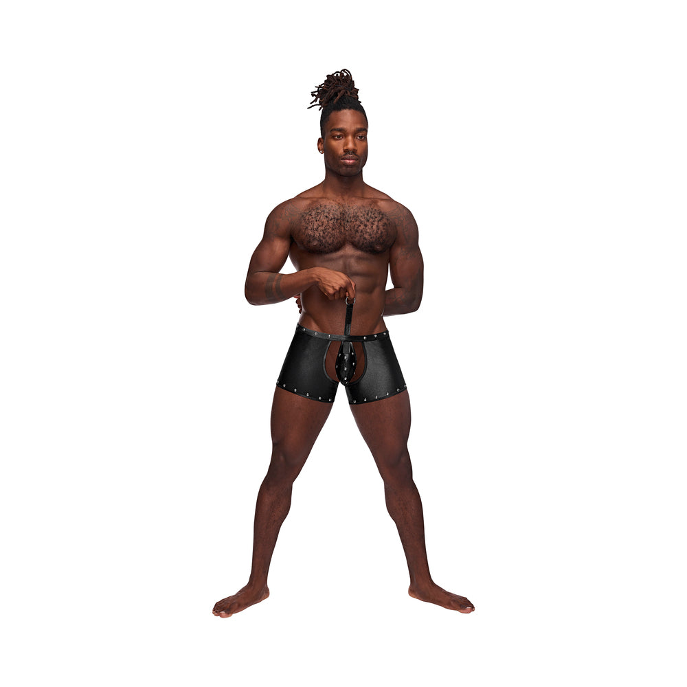 Fetish Poseidon Nylon Spandex Tear Off Cup Thong Short Black L/LX