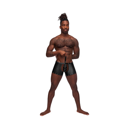 Fetish Poseidon Nylon Spandex Tear Off Cup Thong Short Black L/LX