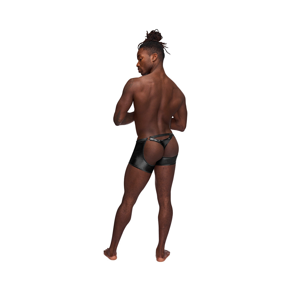Fetish Poseidon Nylon Spandex Tear Off Cup Thong Short Black L/LX