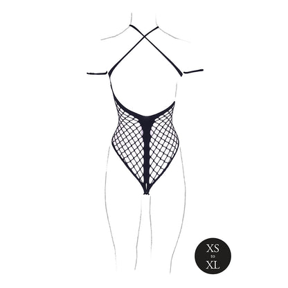 Shots Le Desir Shade Leda Xiii Bodysuit With Crossed Neckline & Off-shoulder Straps Black O/s