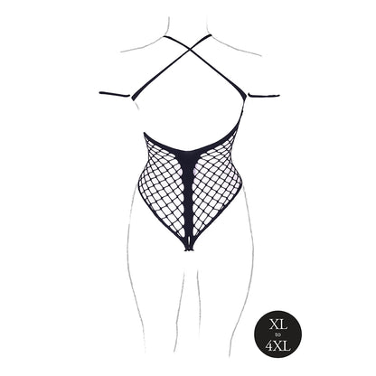 Shots Le Desir Shade Leda Xiii Bodysuit With Crossed Neckline & Off-shoulder Straps Black Queen Size