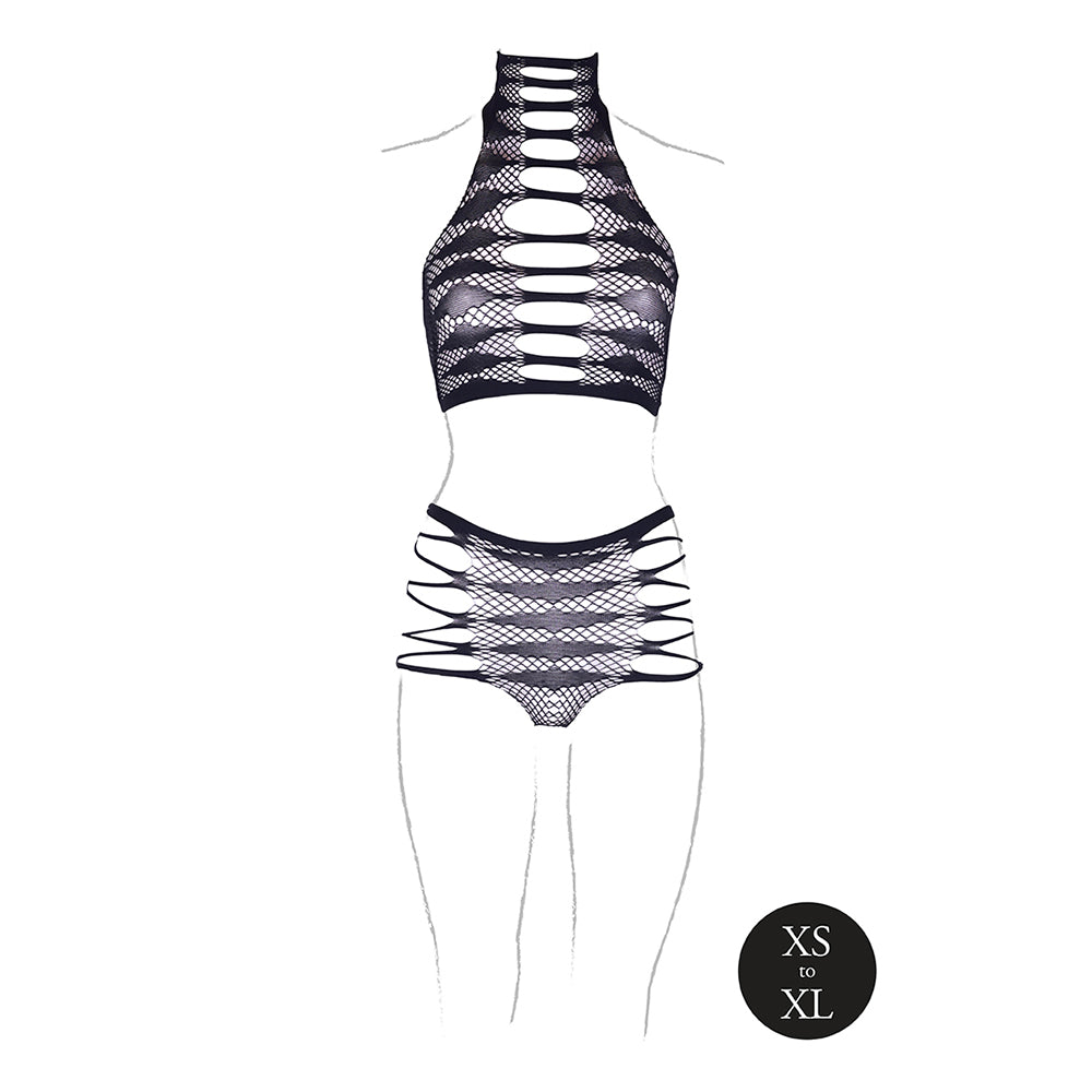 Shots Le Desir Shade Carpo Xlvi 2-piece With Turtleneck, Crop Top & Panty Black O/s