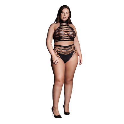 Shots Le Desir Shade Carpo Xlvi 2-piece With Turtleneck, Crop Top & Panty Black Queen Size