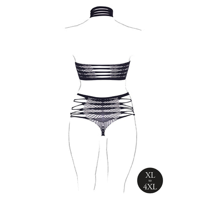 Shots Le Desir Shade Carpo Xlvi 2-piece With Turtleneck, Crop Top & Panty Black Queen Size