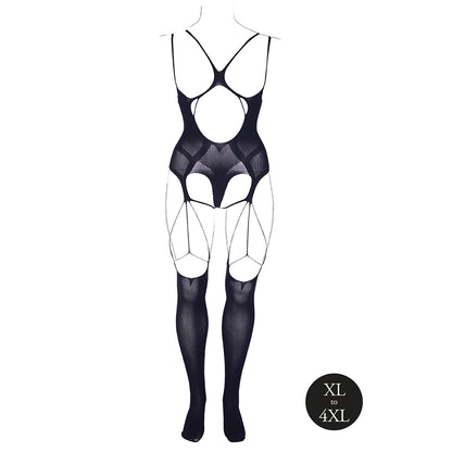 Shots Le Desir Shade Elara Vii Bodystocking With Open Cups Black Queen Size