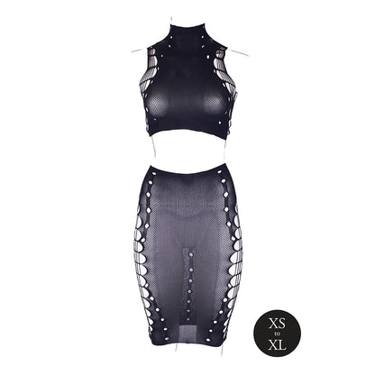 Shots Le Desir Shade Kala Xxxvii 2-piece With Turtleneck, Crop Top & Skirt Black O/s